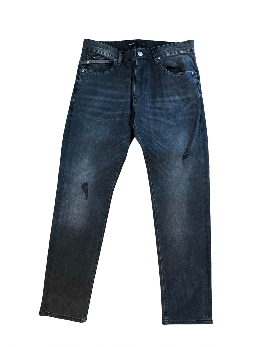 Mavi Mens Jake Slim Leg Washed Black Distressed Jeans 34x32
